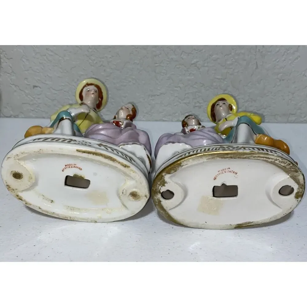 VTG Made In Occupied Japan Victorian Couple Courting Figurine Set 2 Porcelain 7”